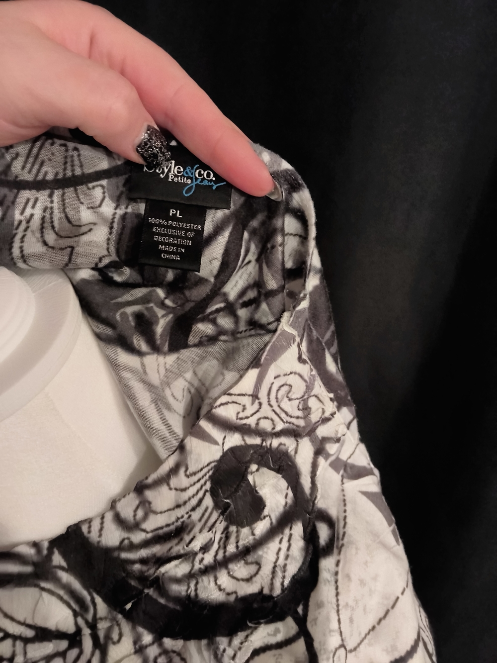 Style & Co. Short-Sleeve Abstract Floral Tee in Gray and White - Picture 5 of 6